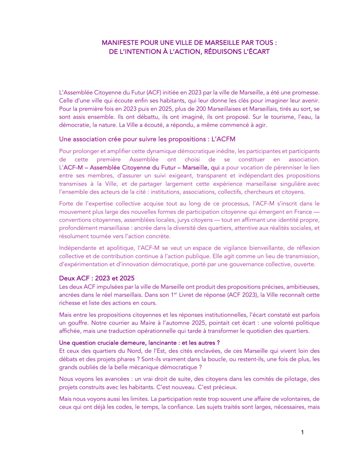 Manifeste pour Marseille