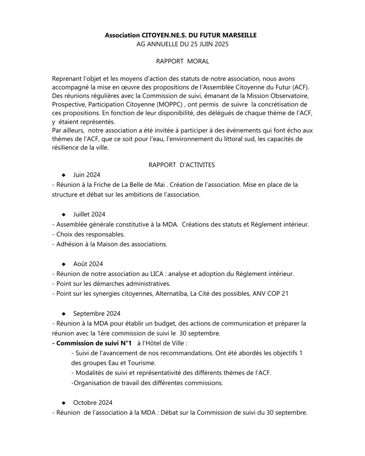 Rapport d’activités