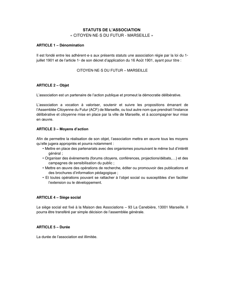 Statuts de l’association